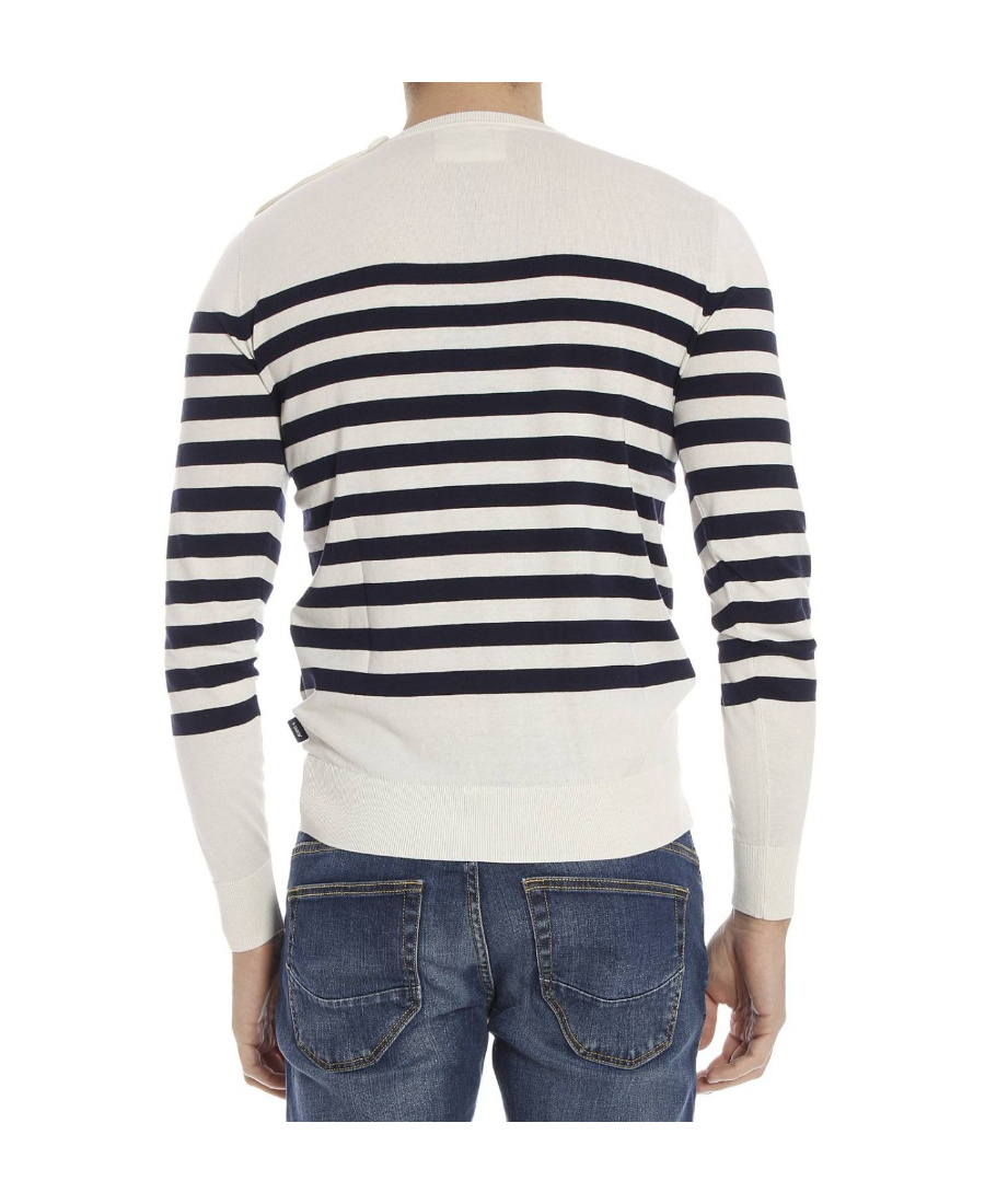 Armani Jeans Striped Sweater In White