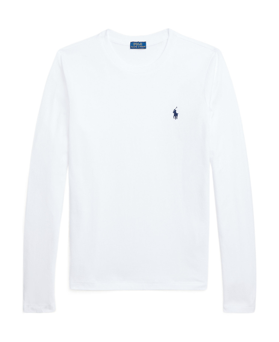 Polo Ralph Lauren Round Collar And Long-sleeved T-shirt In White