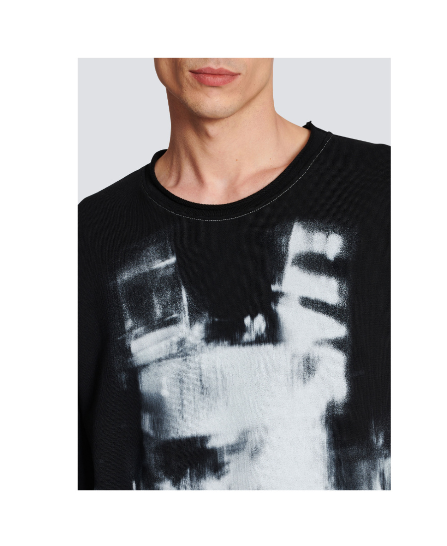 Shop Balmain Cotton T-shirt With Body Armour Print In Black