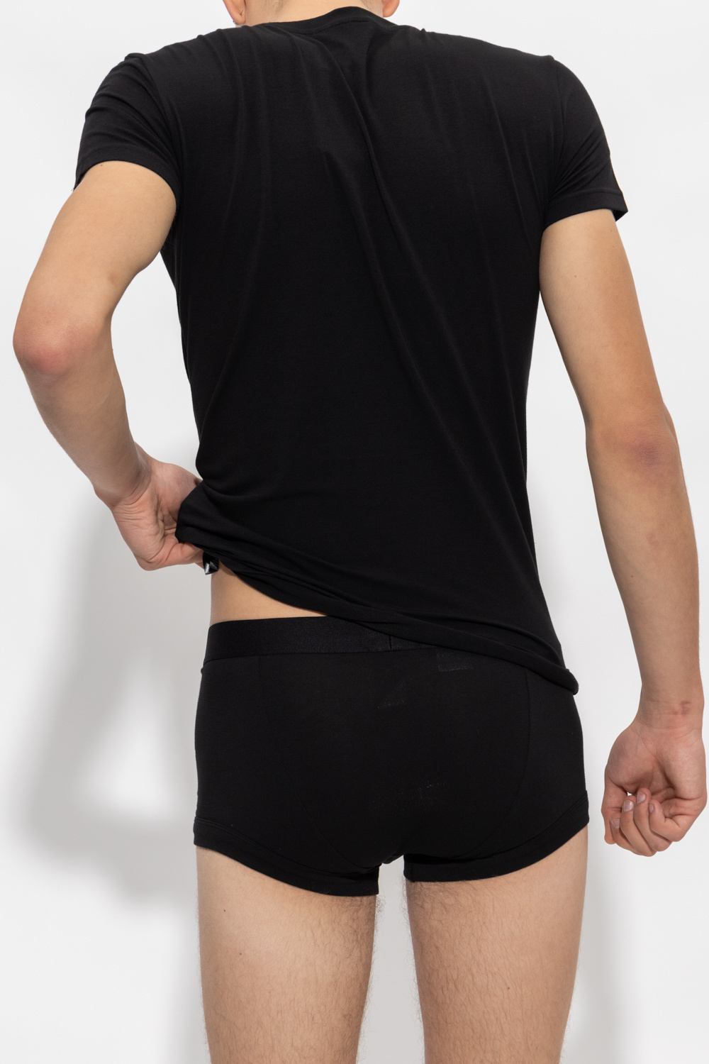Emporio Armani Logo Print Cotton Lounge Set In Black