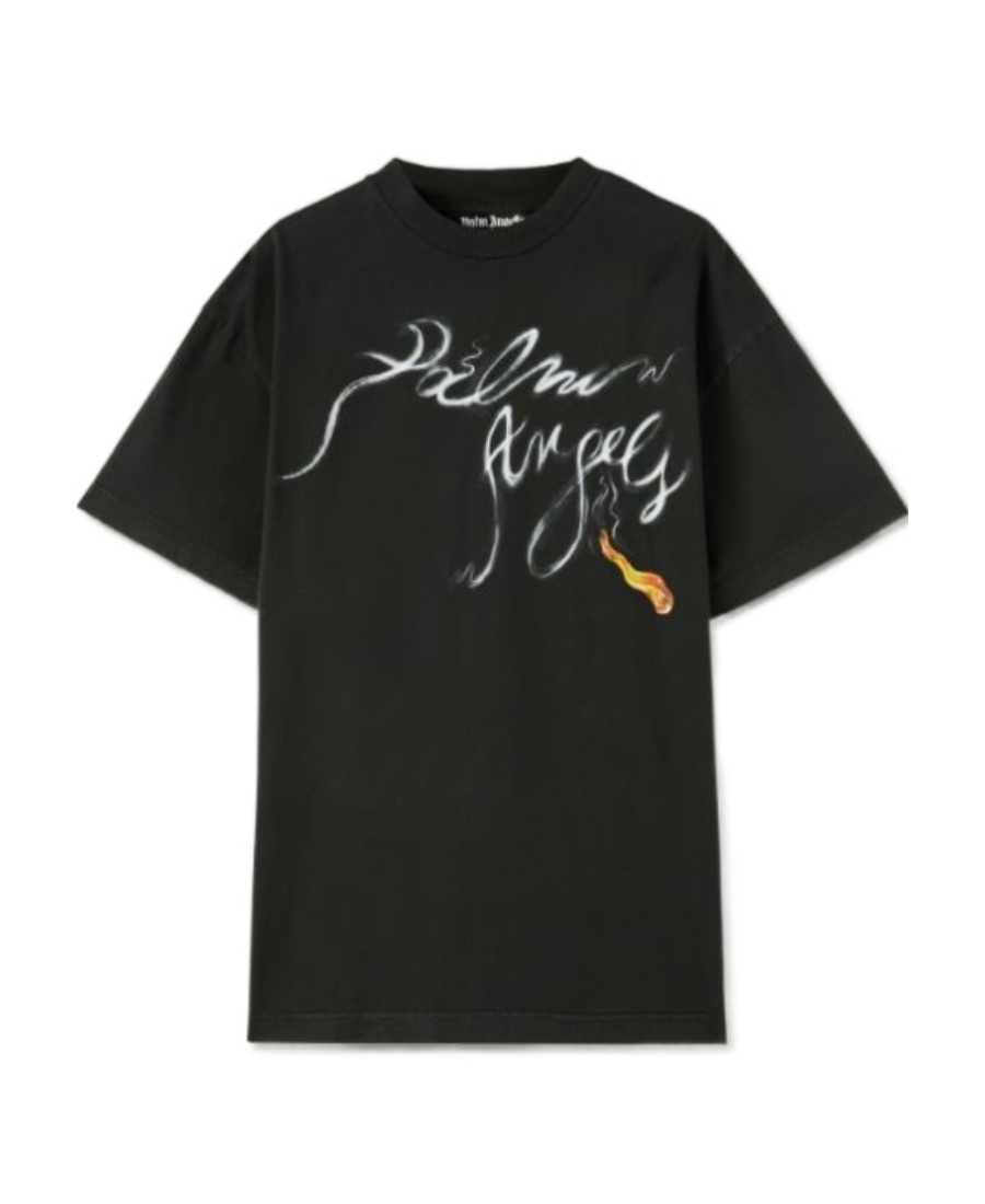 Palm Angels Foggy Logo-print T-shirt In Black