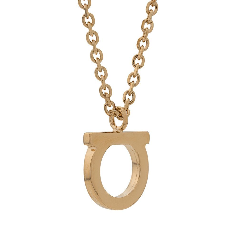 Ferragamo Necklace With Gancini Charm In Brass In Yellow