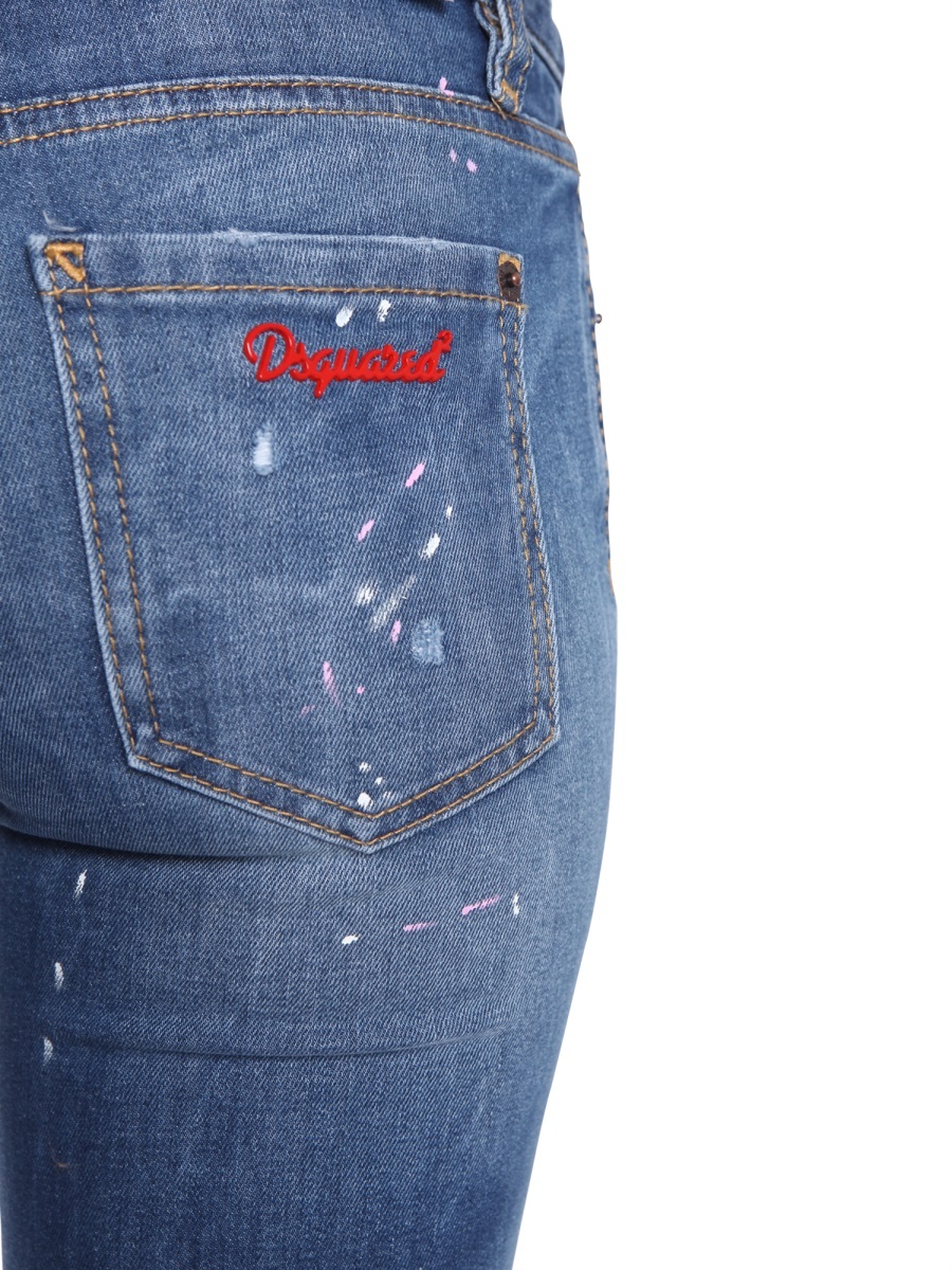 Dsquared2 Twiggy Medium And High Waist Cotton Jeans In Blue