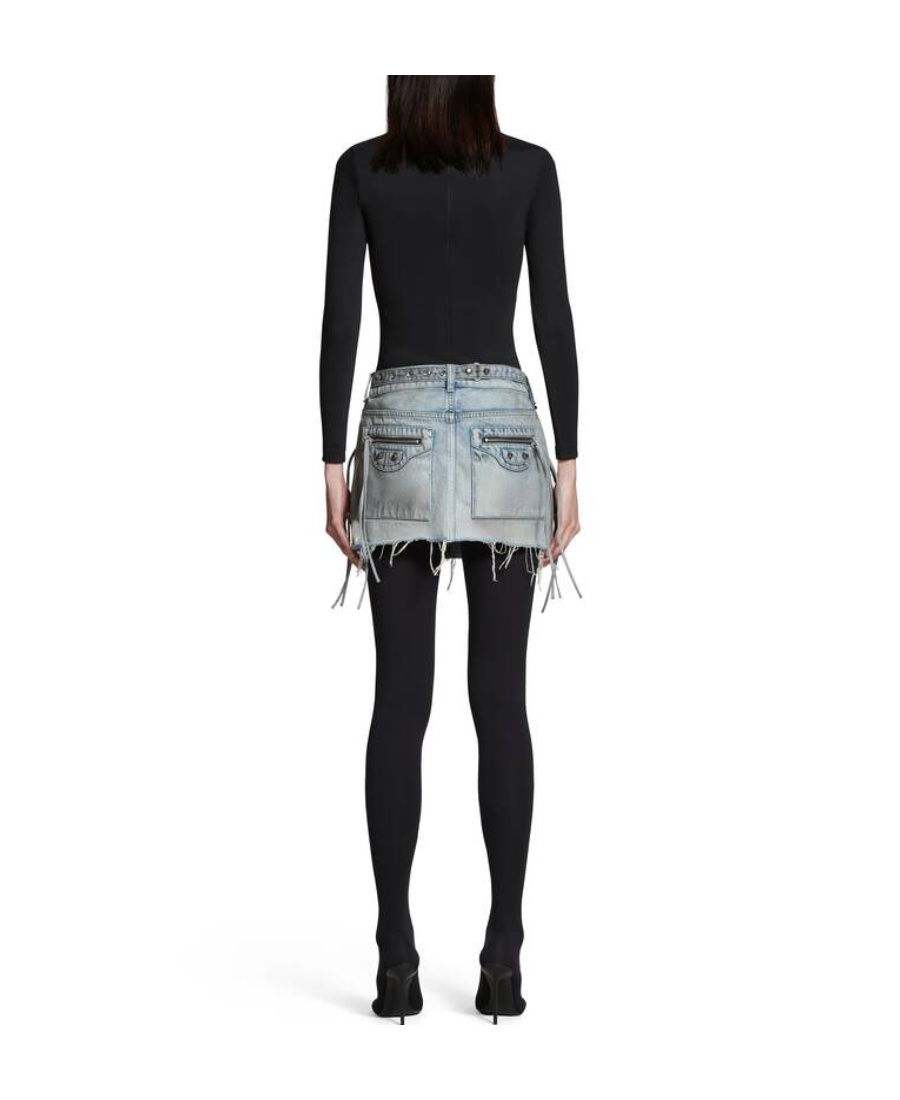 Shop Balenciaga Women's Cagole Mini Skirt In Blue In Gray