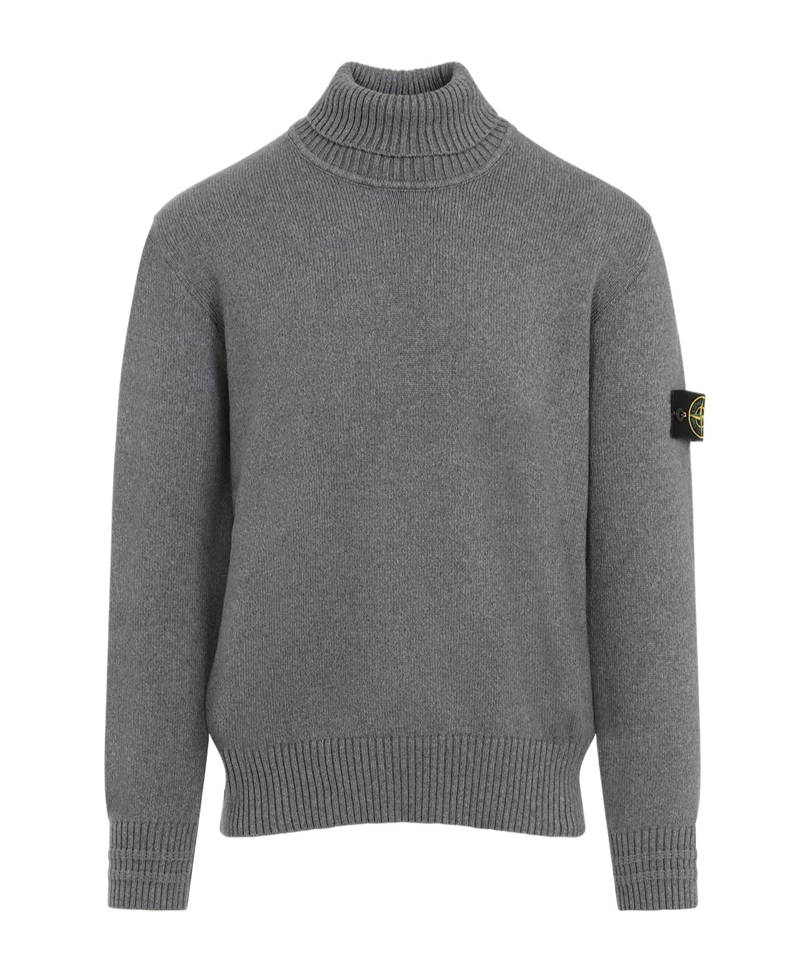Stone Island Compass-patch Grey Wool Knitwear Jumper In Gray