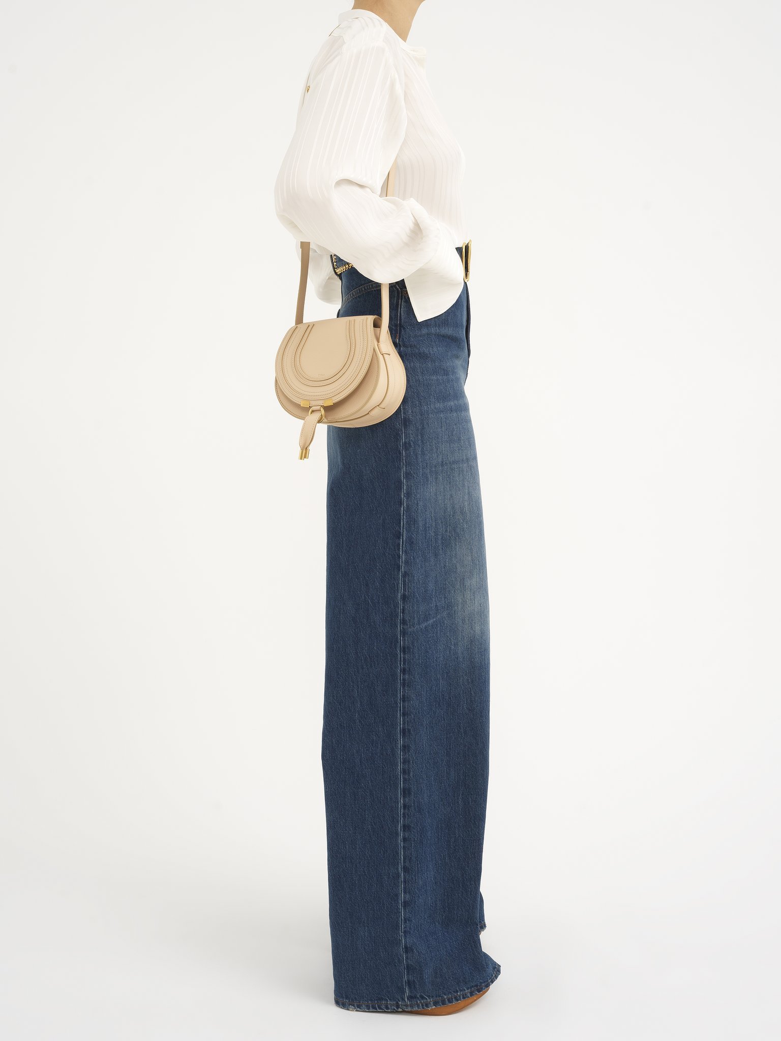 Chloé Marcie Leather Crossbody Bag In Nude