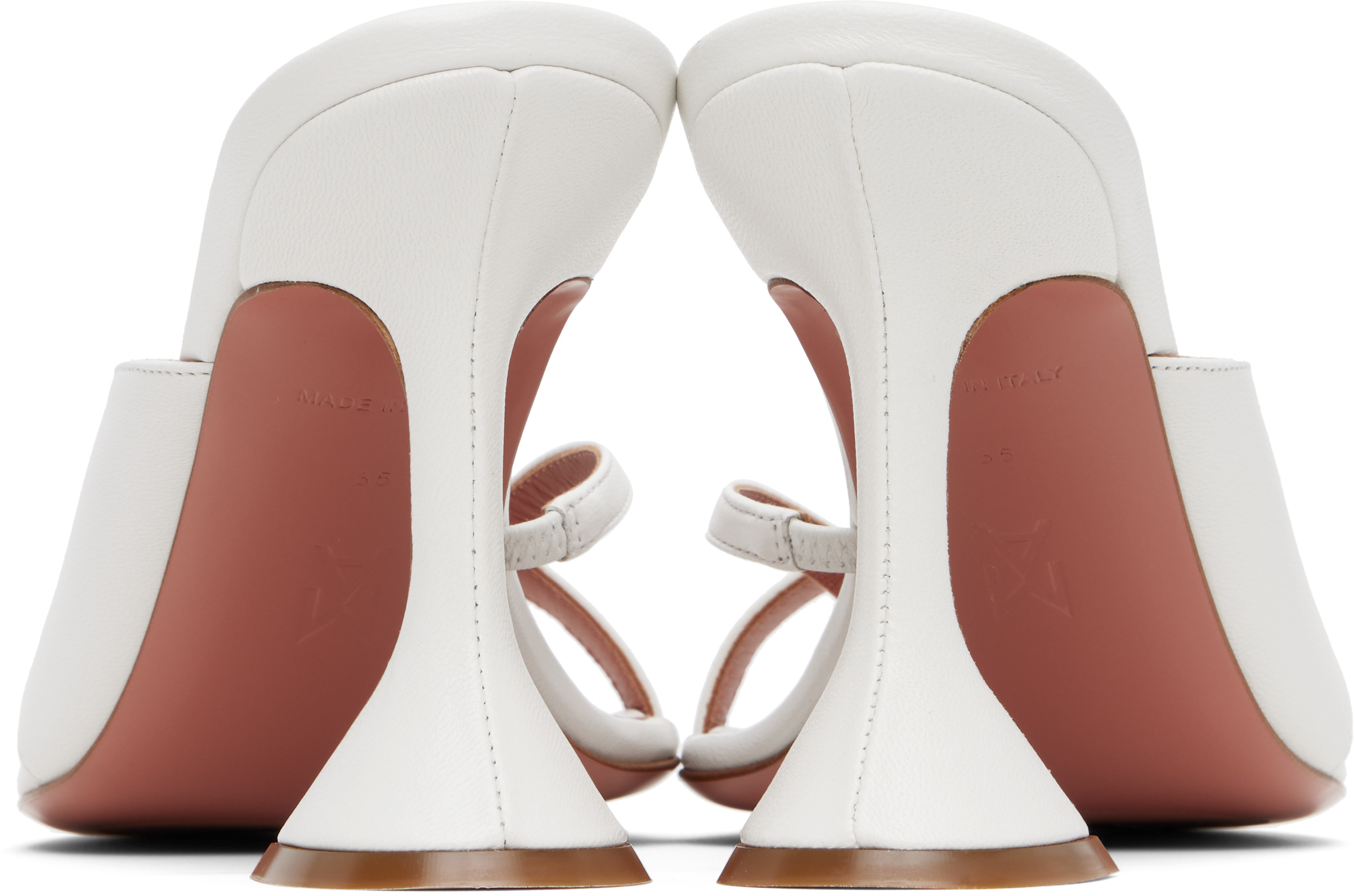Amina Muaddi White Shiona Slipper Heeled Sandals In White