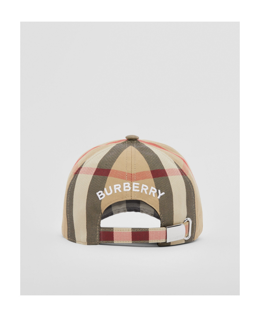 BURBERRY EMBROIDERED-LOGO CHECK COTTON BASEBALL CAP