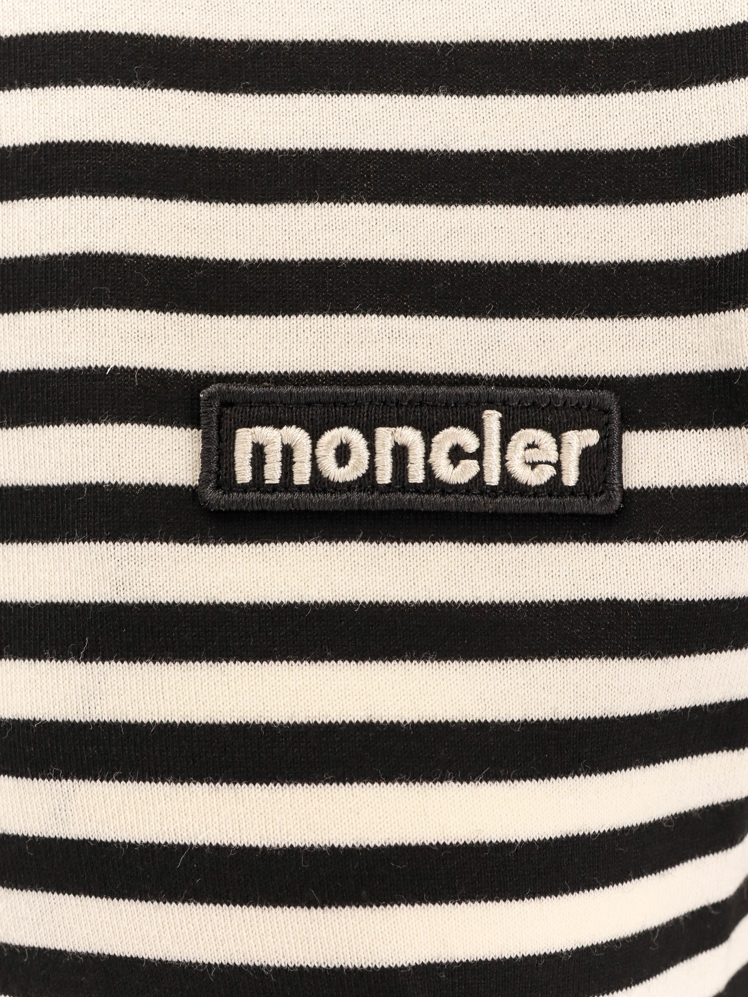 Moncler Striped Polo Shirt In Black
