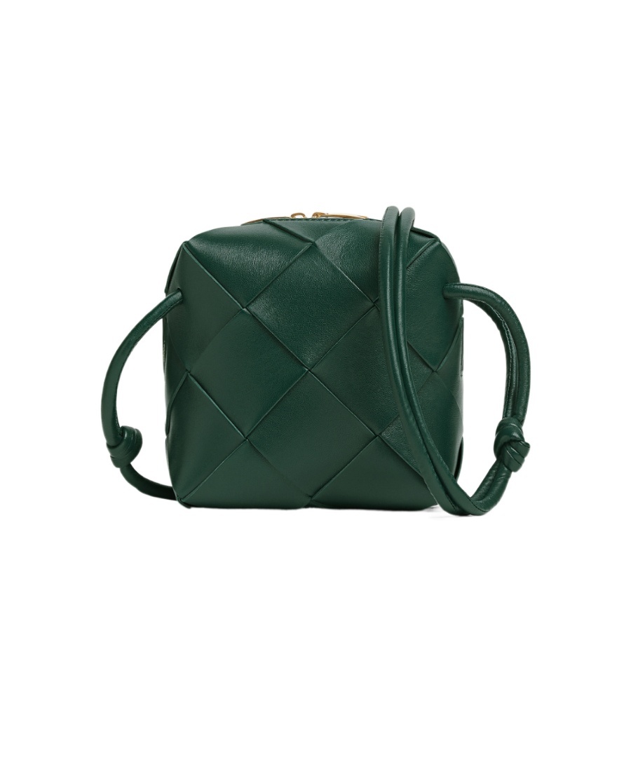 Bottega Veneta Mini Cassette Leather Camera Bag In Green