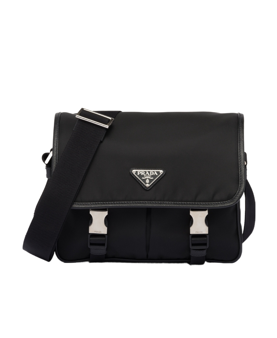 Prada Re-nylon Triangle-logo Crossbody Bag In Black