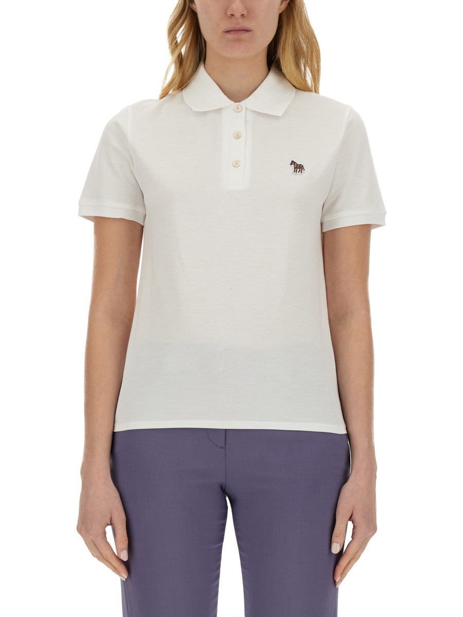 Paul Smith Zebra-patch Cotton Polo Shirt In White