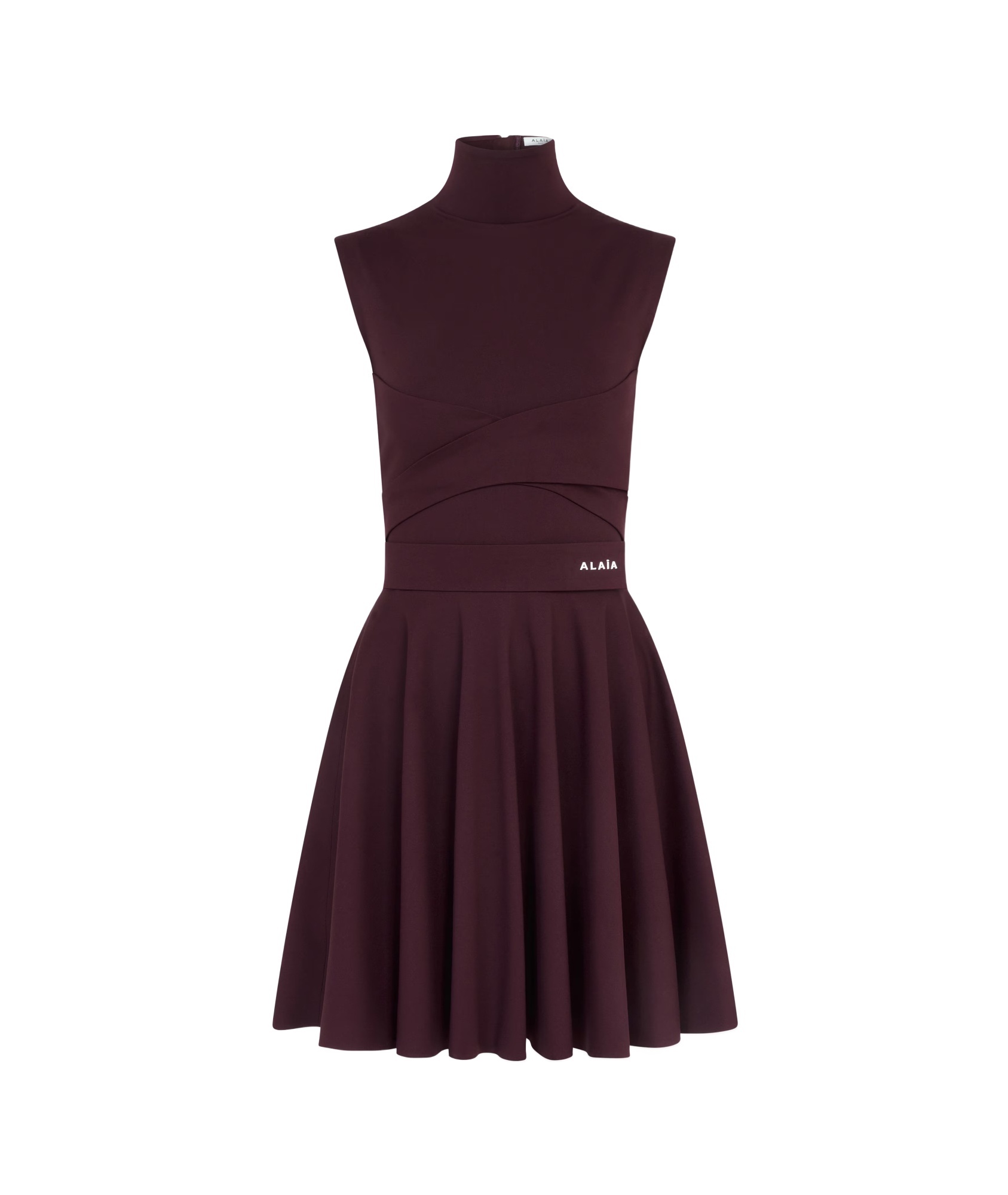 Alaïa Logo-embroidered Mock-neck Minidress In Black