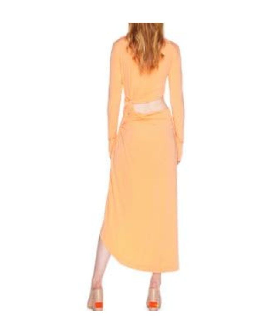Off-white Vi-crepe Draped Midi Dress In Pink