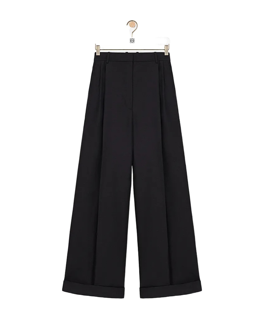 Loewe Pleated-cuffed Trousers In Black