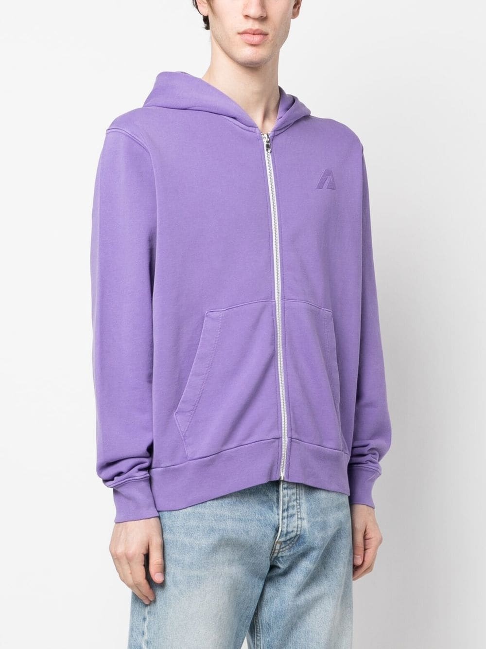 Shop Autry Logo-patch Zipped Hoodie In Purple