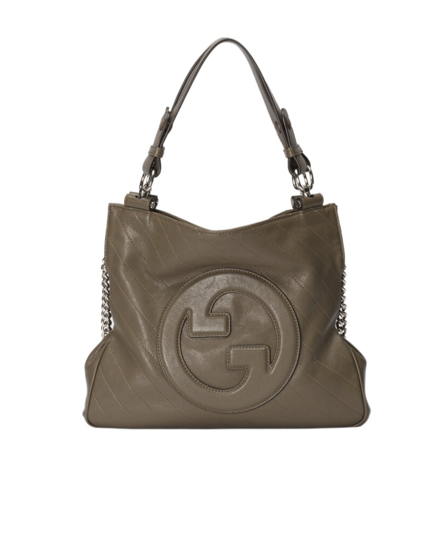 Gucci Dark Brown Blondie Small Shoulder Bag In Green