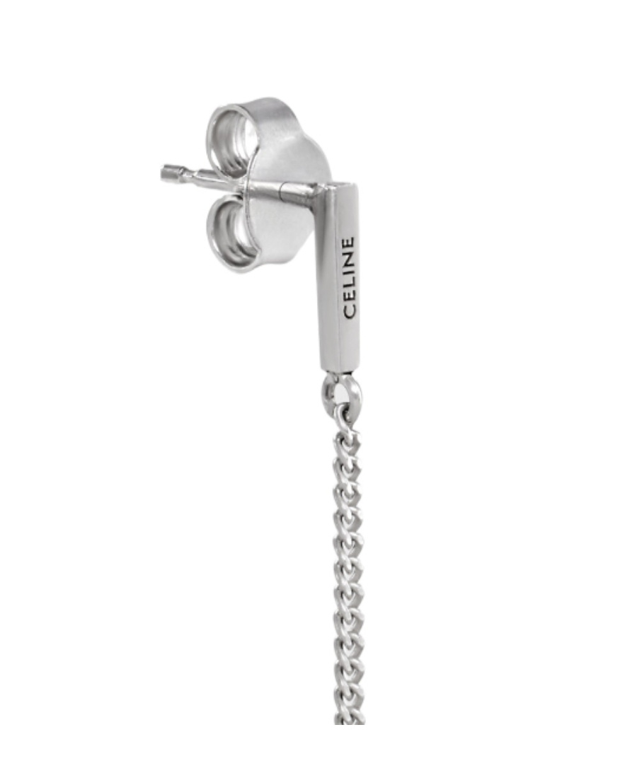 Celine Rhodium Silver Finish Silver Gothic Earrings In Gray