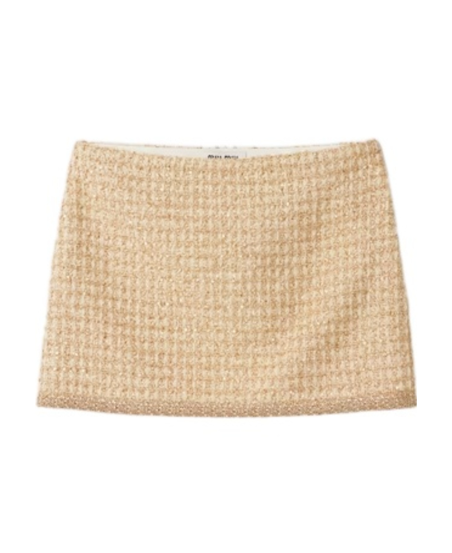 MIU MIU CHECKED LAMÉ MINISKIRT