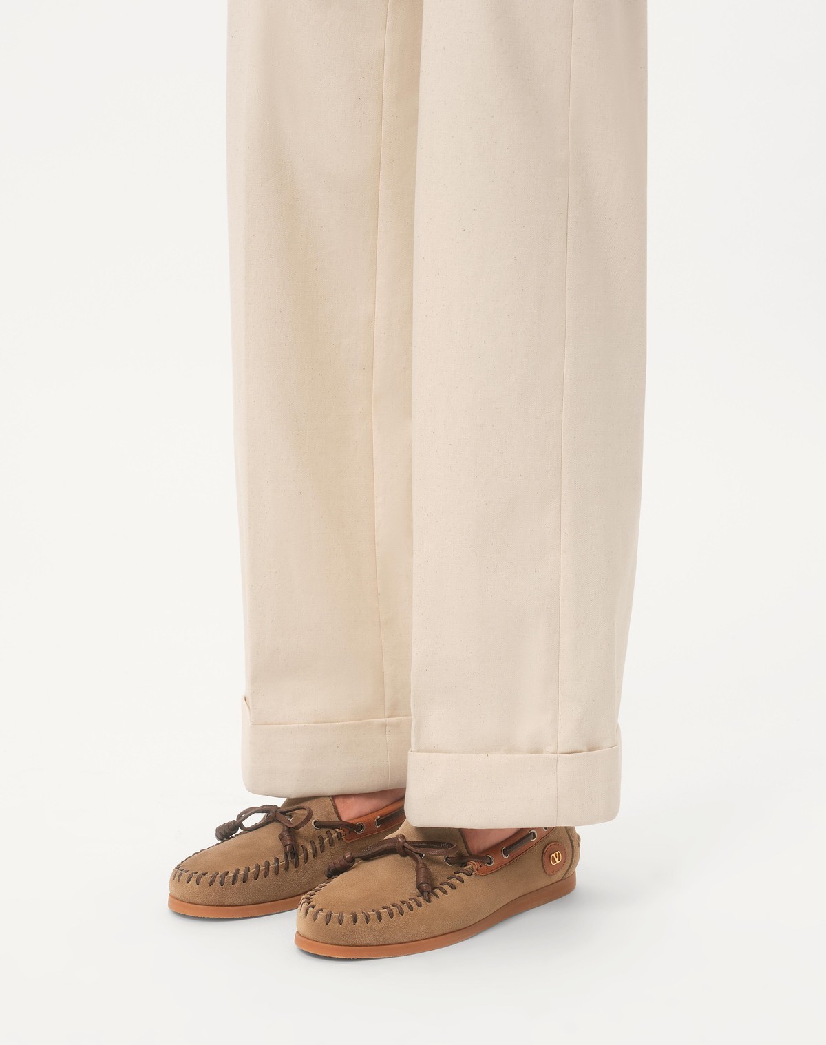 Valentino Palm Avenue Suede And Leather Loafers In Brown