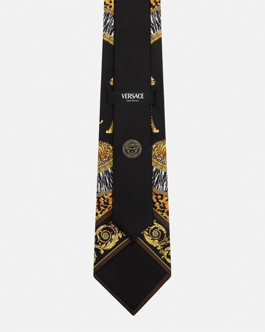 Versace Animal-print Tie In Gold