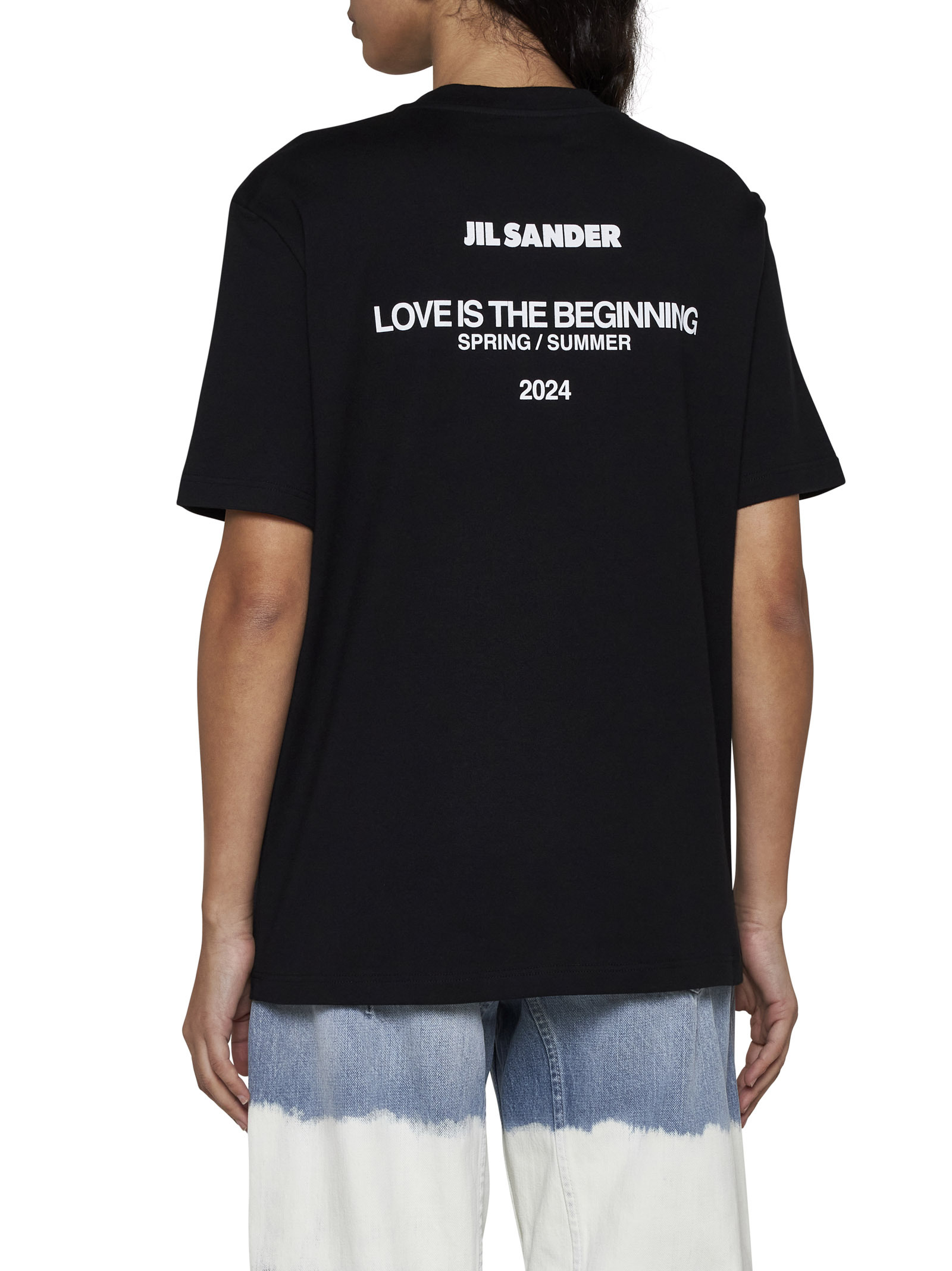 Jil Sander Back Logo Cotton T-shirt In Black