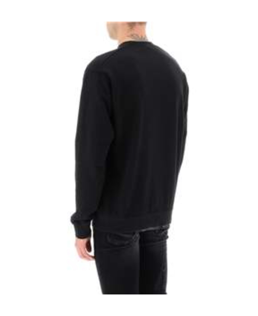 Dsquared2 Cotton Crewneck Sweater With Ribbed Hem In Black