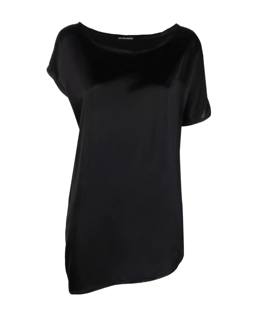 Ann Demeulemeester Asymmetrical Silk Blouse In Black