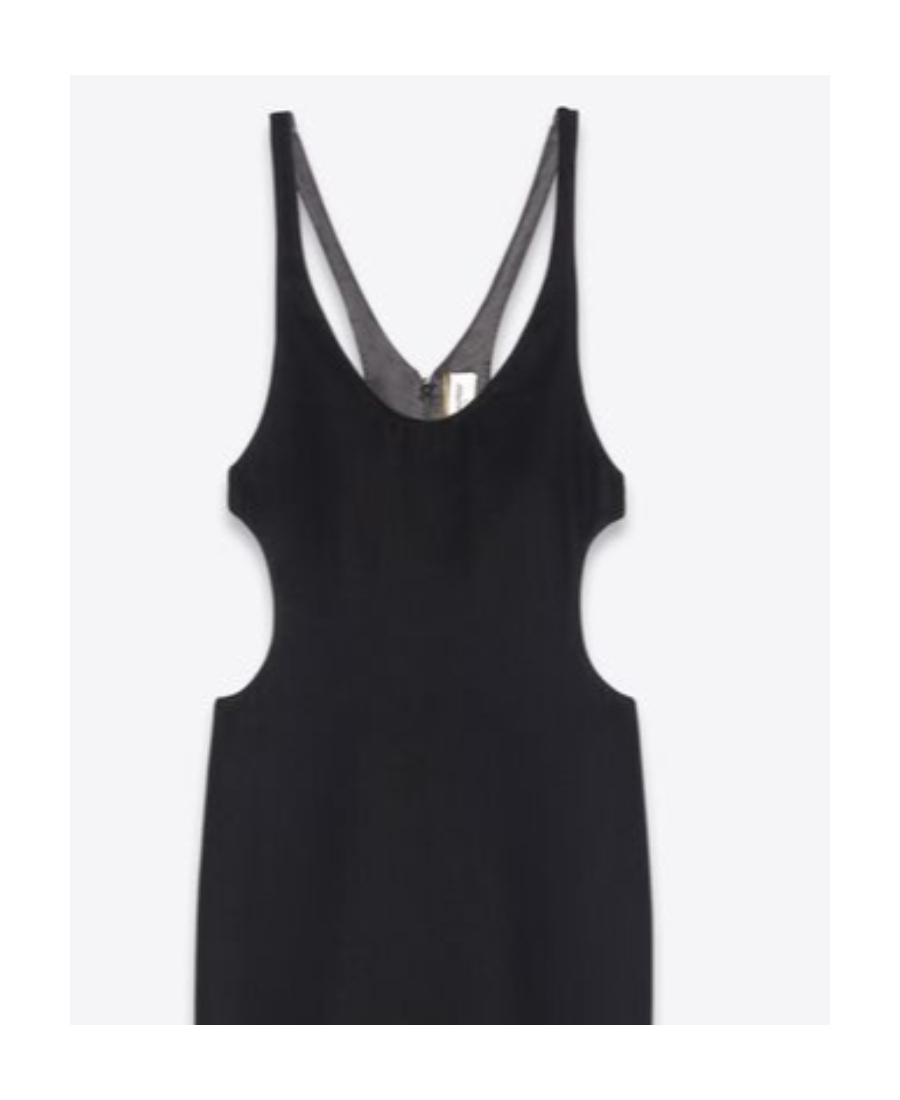 Saint Laurent Cut-out Silk Dress In Black