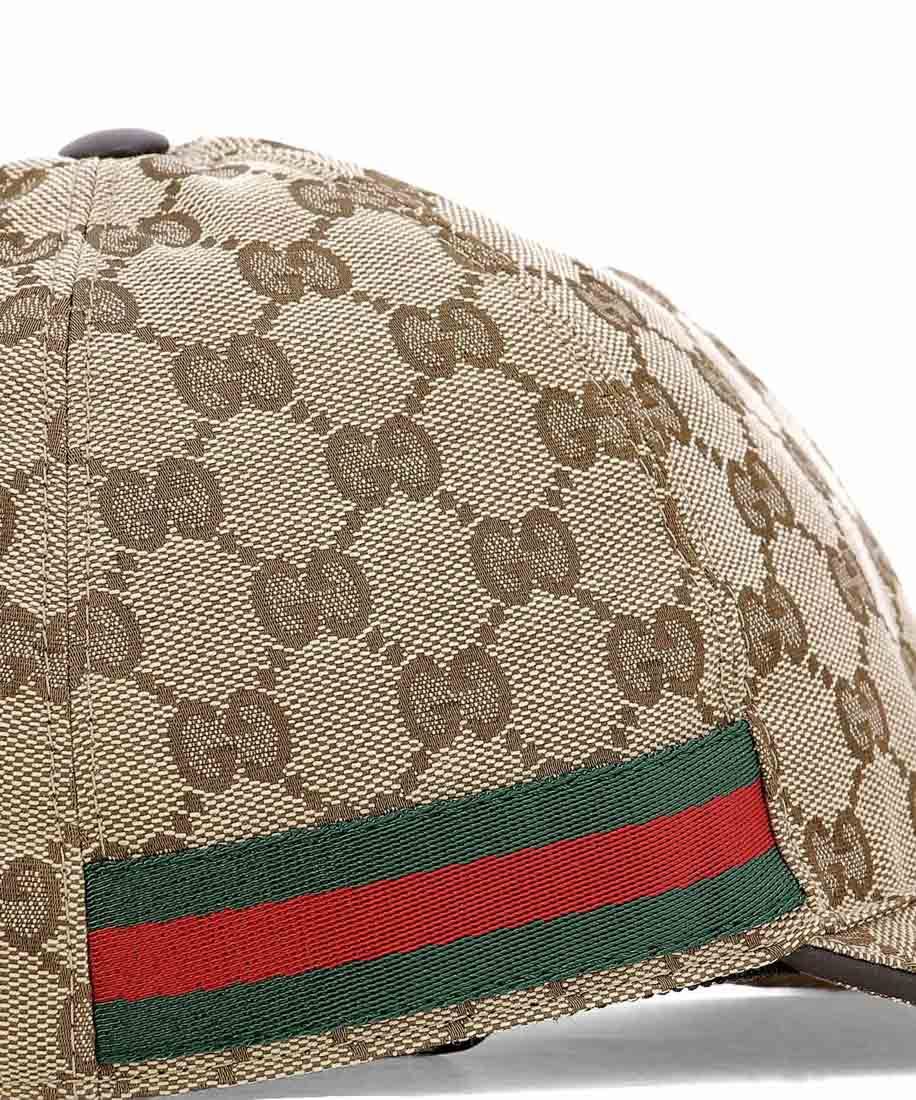 Gucci Men Beige Baseball Cap With Web Detail On The Side In Gg Canvas Man In Brown