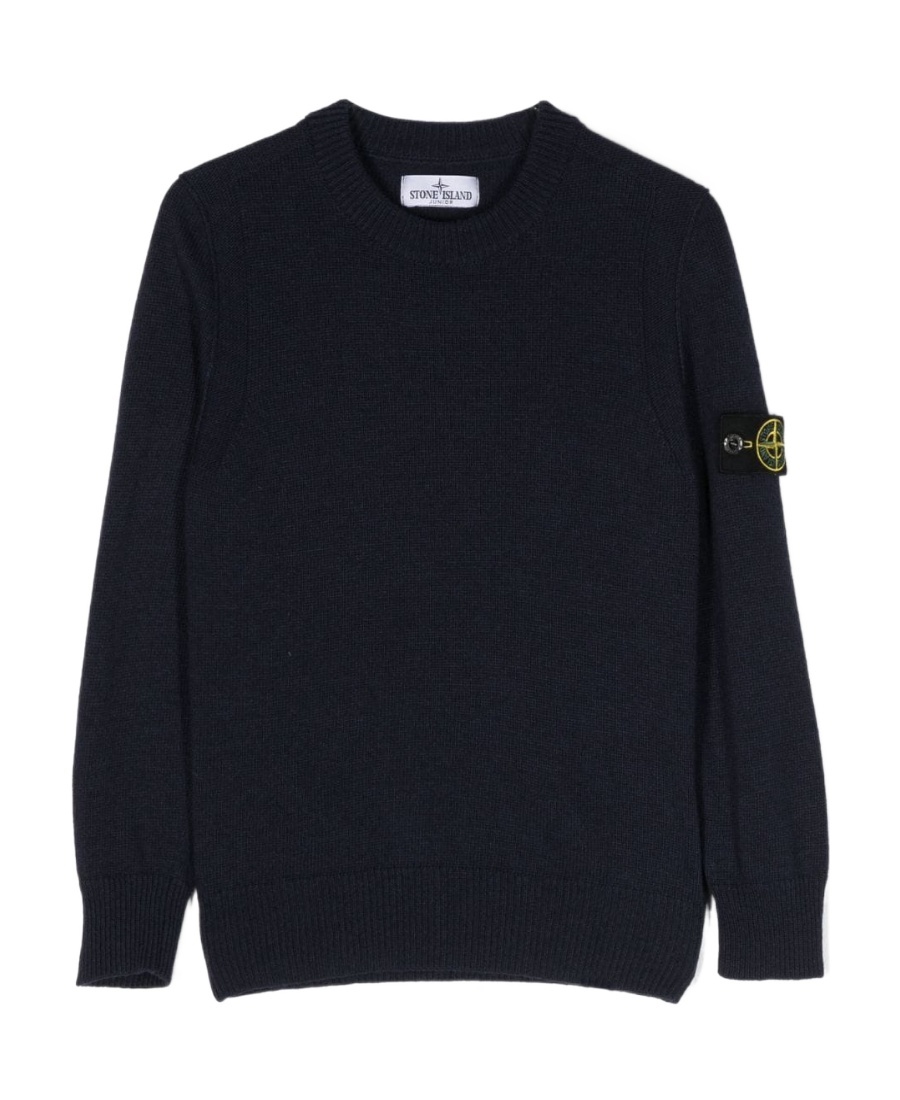STONE ISLAND STONE ISLAND JUNIOR LOGO PATCH CREWNECK JUMPER