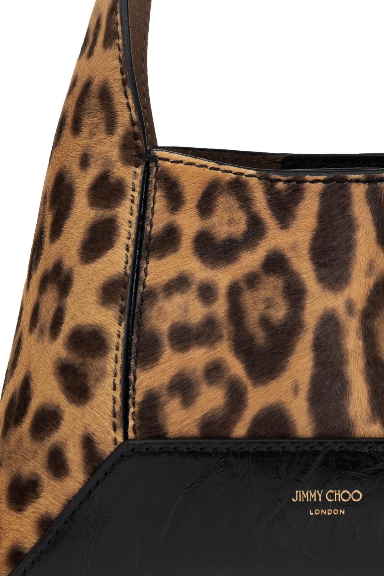 Jimmy Choo Leopard Print Shoulder Bag With Adjustable Strap In Black
