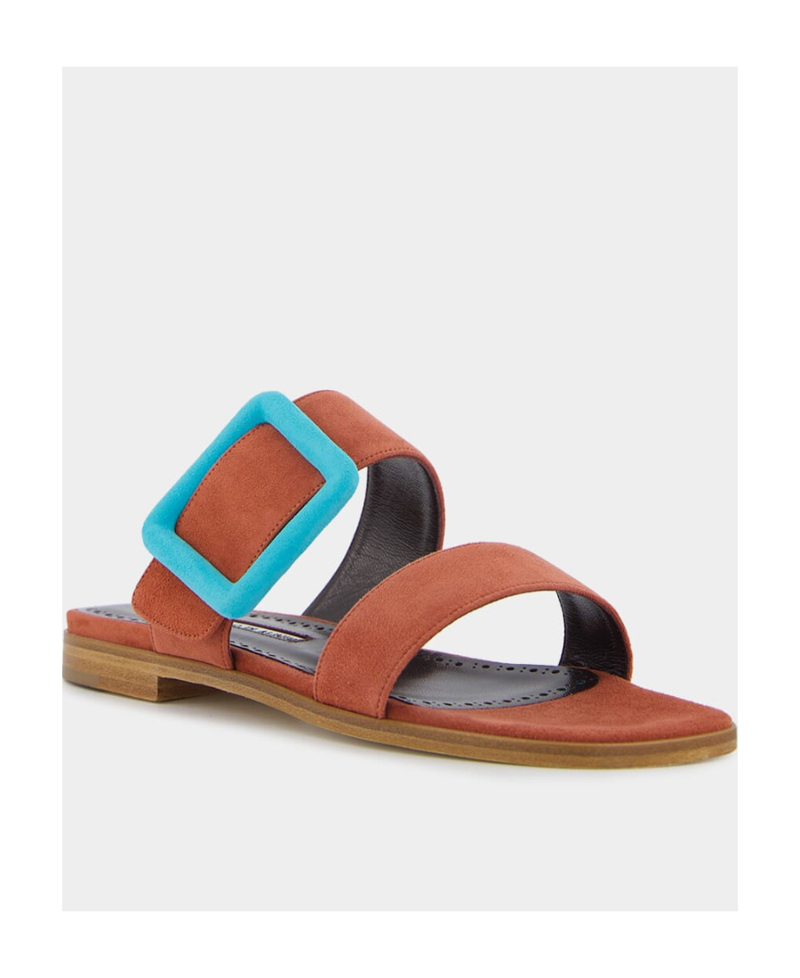 Manolo Blahnik Buckle-detailed Open Toe Sandals In Blue