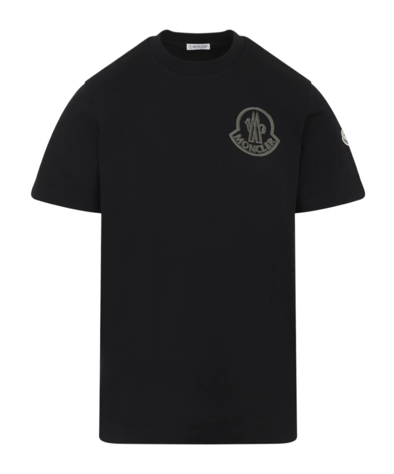Moncler Logo Embroidered Crew Neck T-shirt Patch In Black