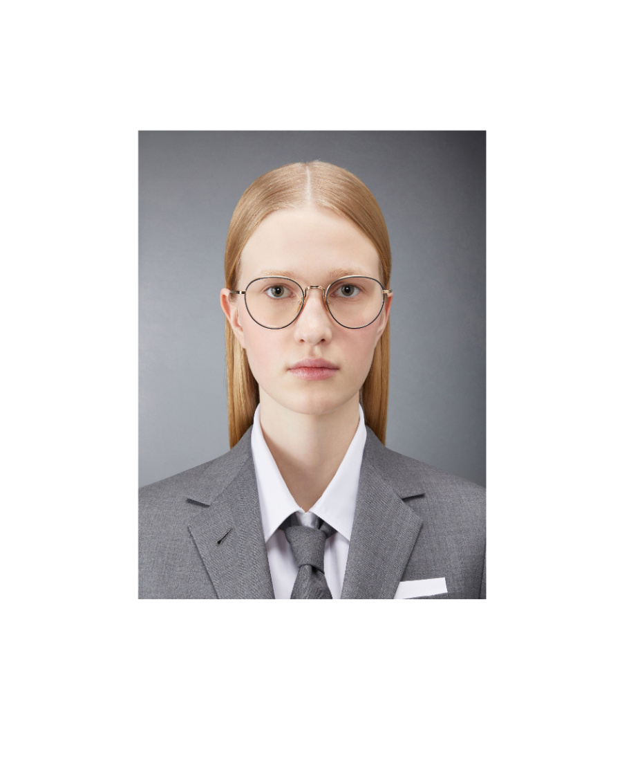 Thom Browne Round-frame Clear Glasses In Black