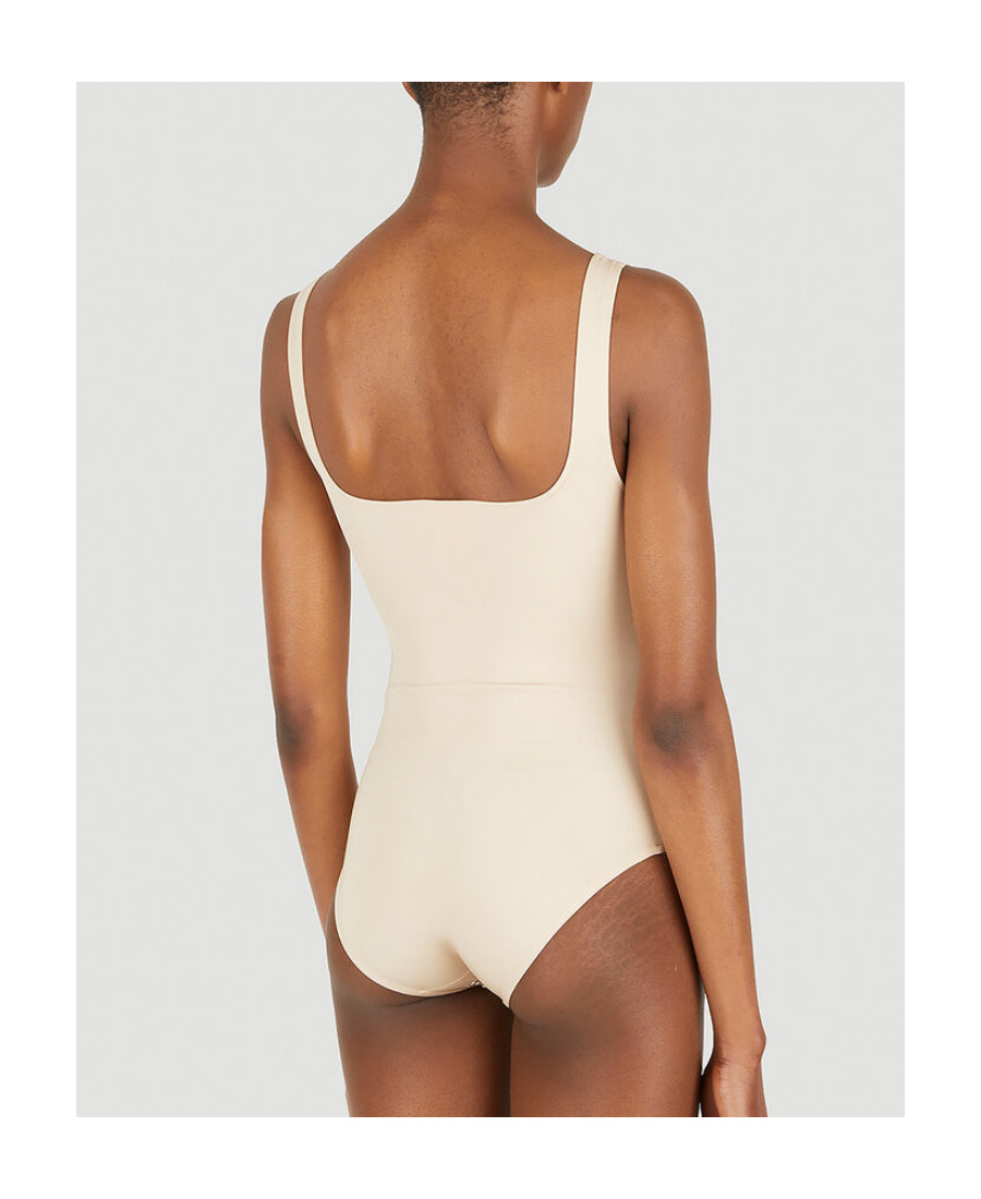 Courrèges Hollowed-out Elastic Leotard In Nude