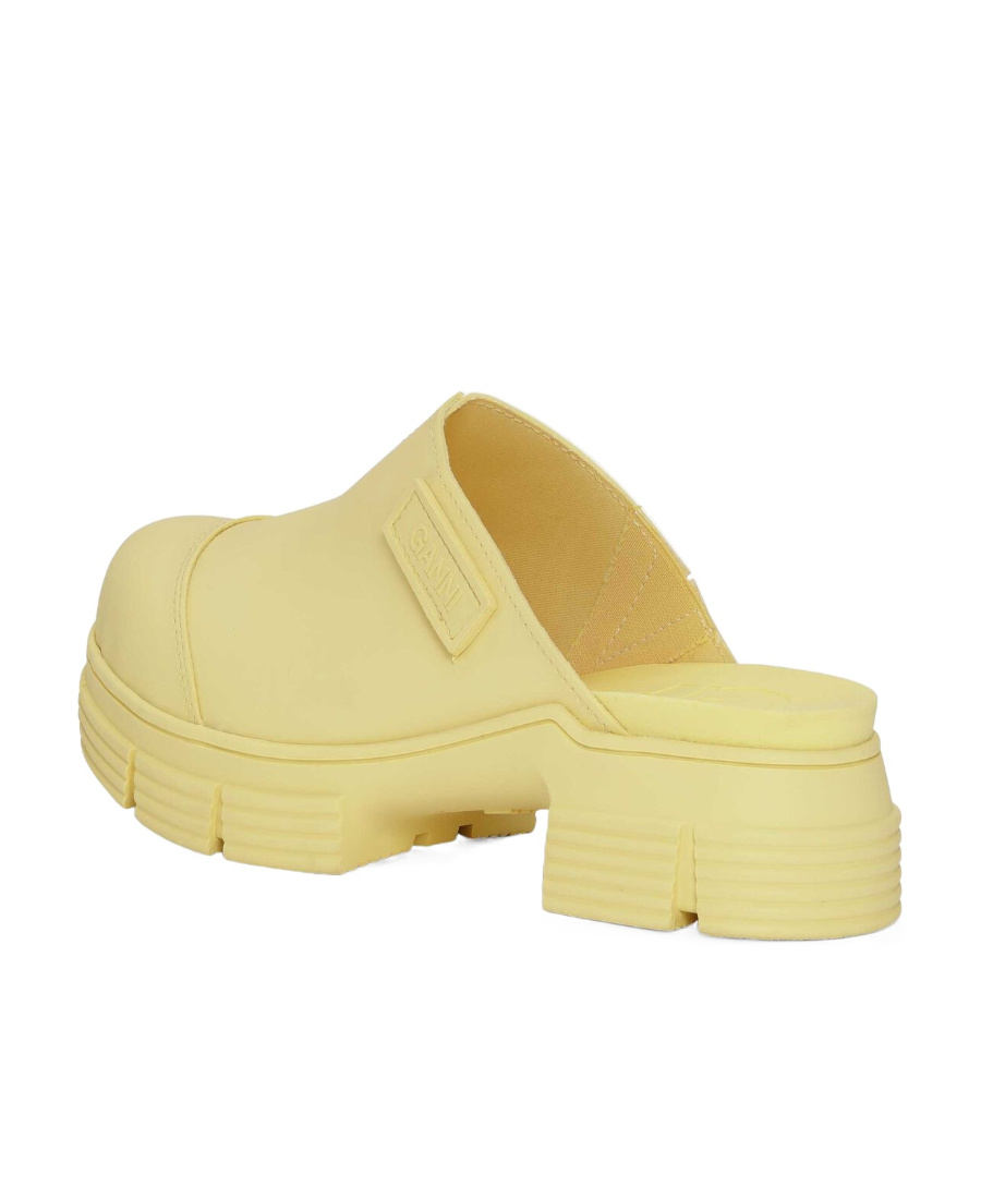 Ganni Yellow Recycled Rubber Retro Mules In Yellow