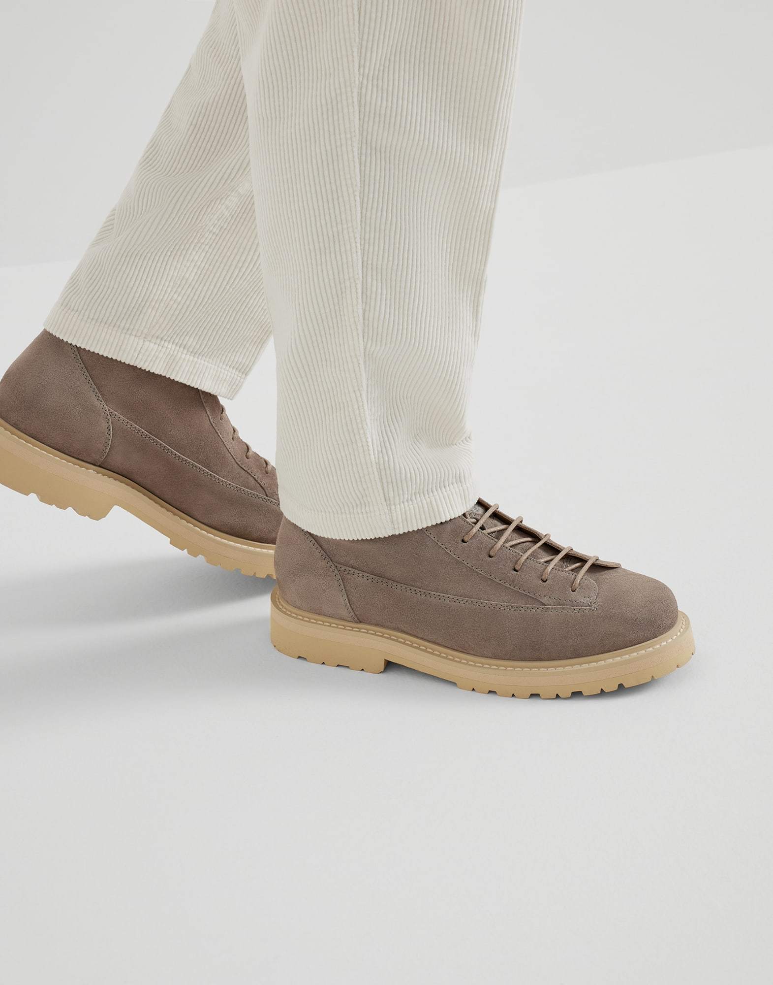 Brunello Cucinelli Lace-up Suede Boots In Brown