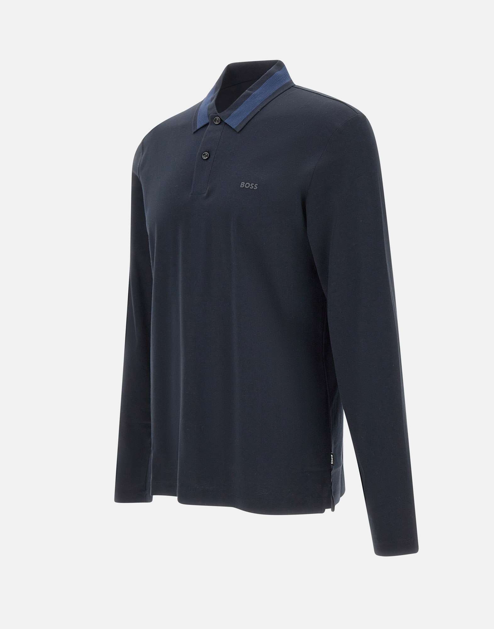 Hugo Boss Boss Long Sleeve Cotton Polo In Black