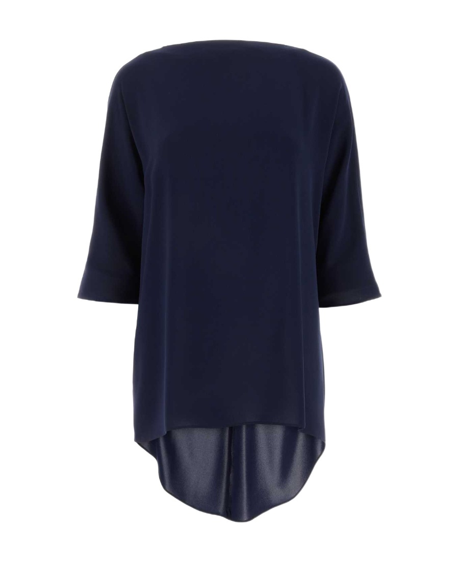 Max Mara Draped Neckline Ferro Blouse With Asymmetric Hem In Black