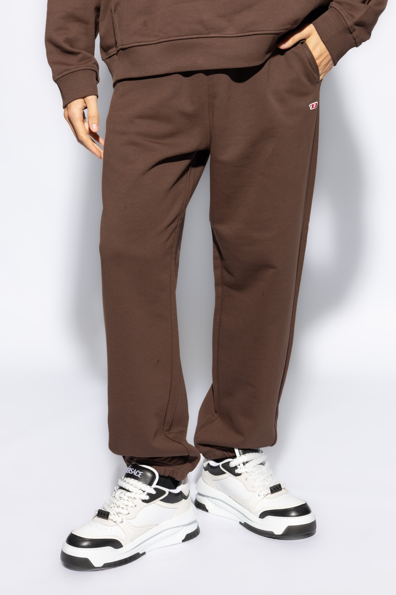 Diesel Logo-patch Cotton Track Pants In Green