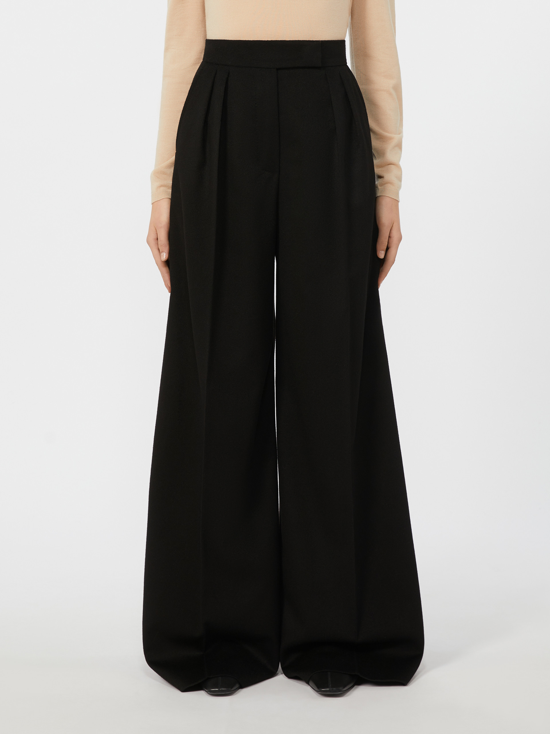 Max Mara Flared Camel Trousers In Black