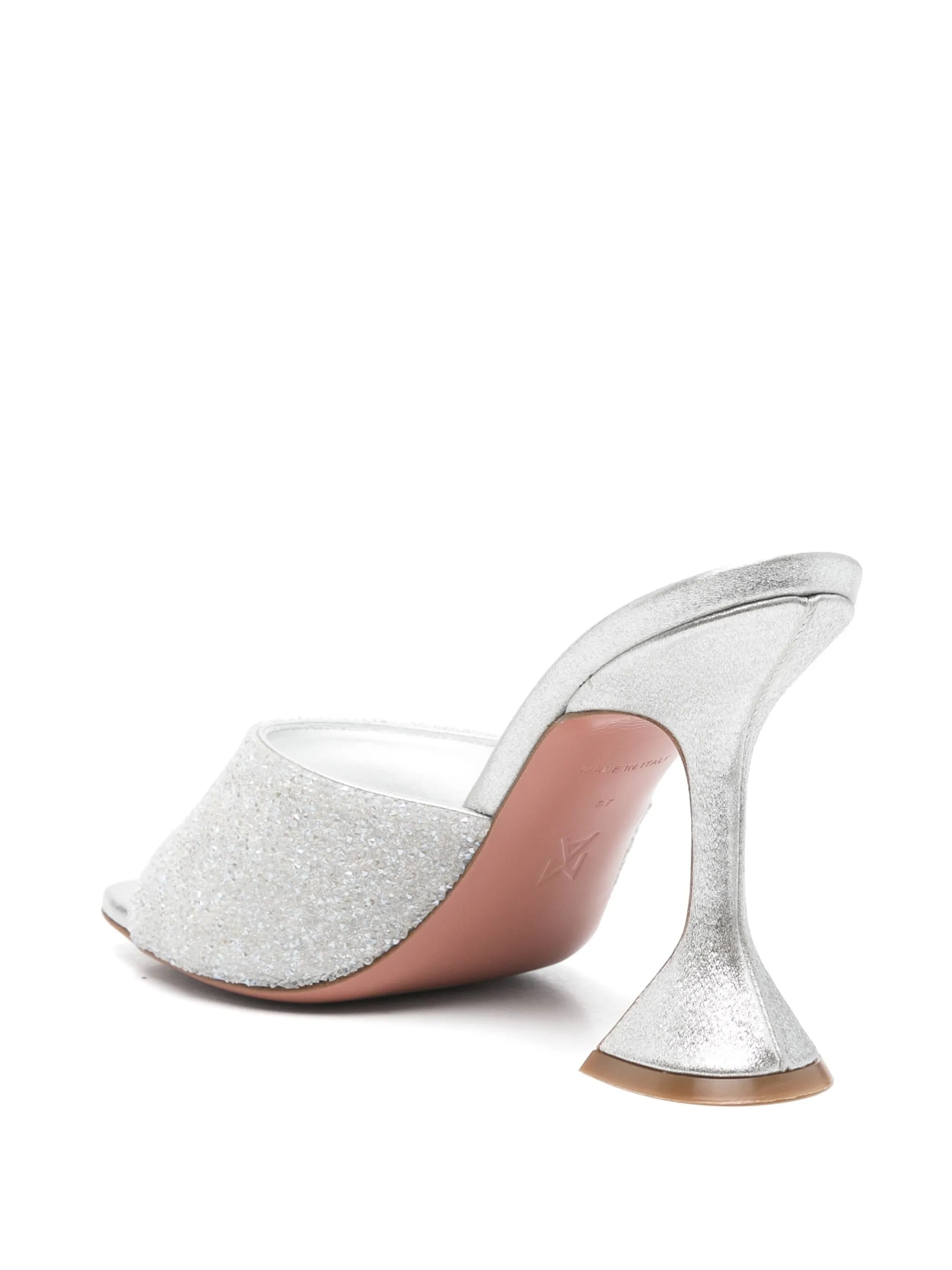 Amina Muaddi Lupita Crystal 95 Silver Satin In Metallic