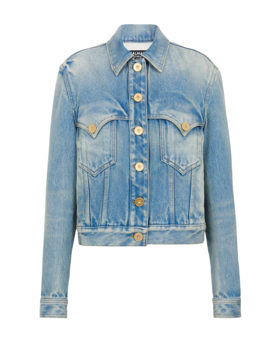 Shop Balmain Vintage Denim Jacket In Blue