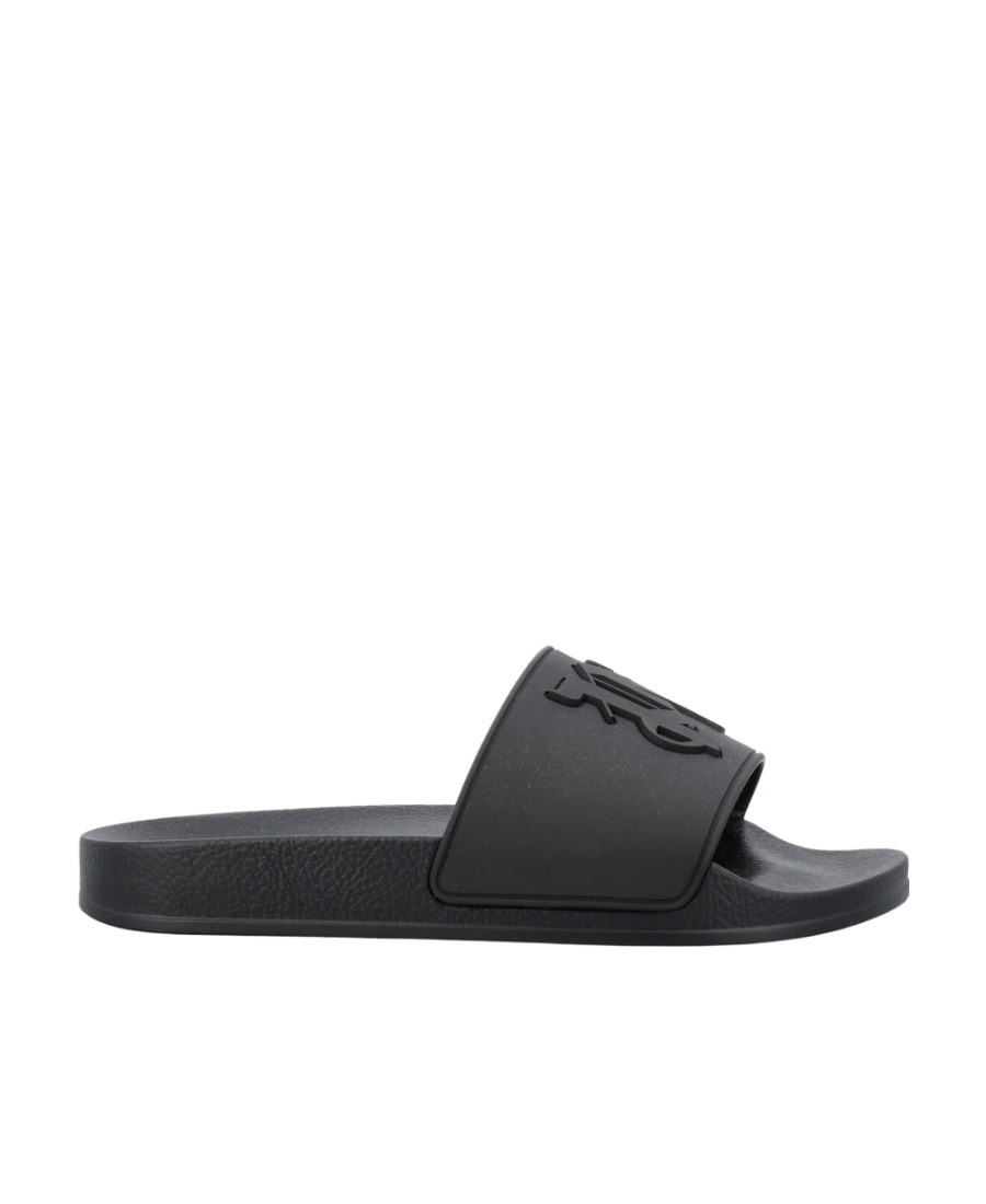 Palm Angels Logo-embossed Slides In Black
