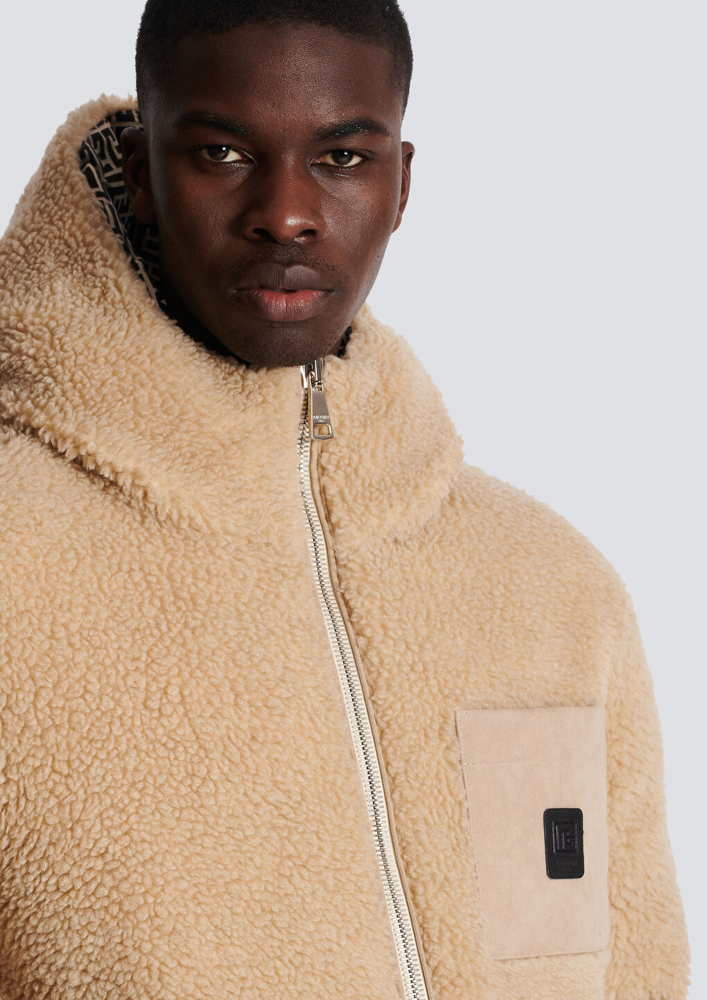 Shop Balmain Monogrammed Reversible Puffer Jacket In Nude