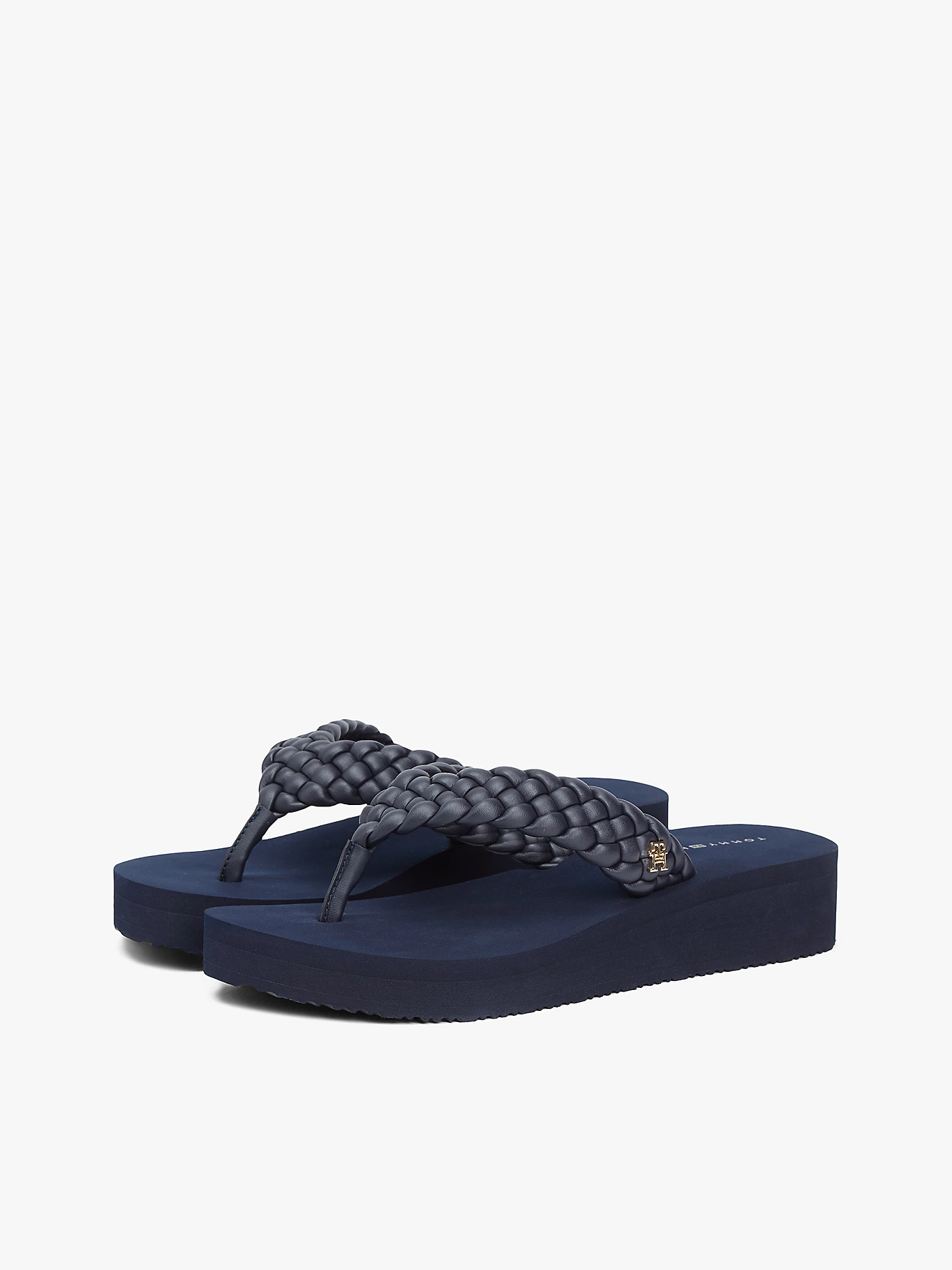 Tommy Hilfiger 38mm Braided Platform Flip-flops In Blue