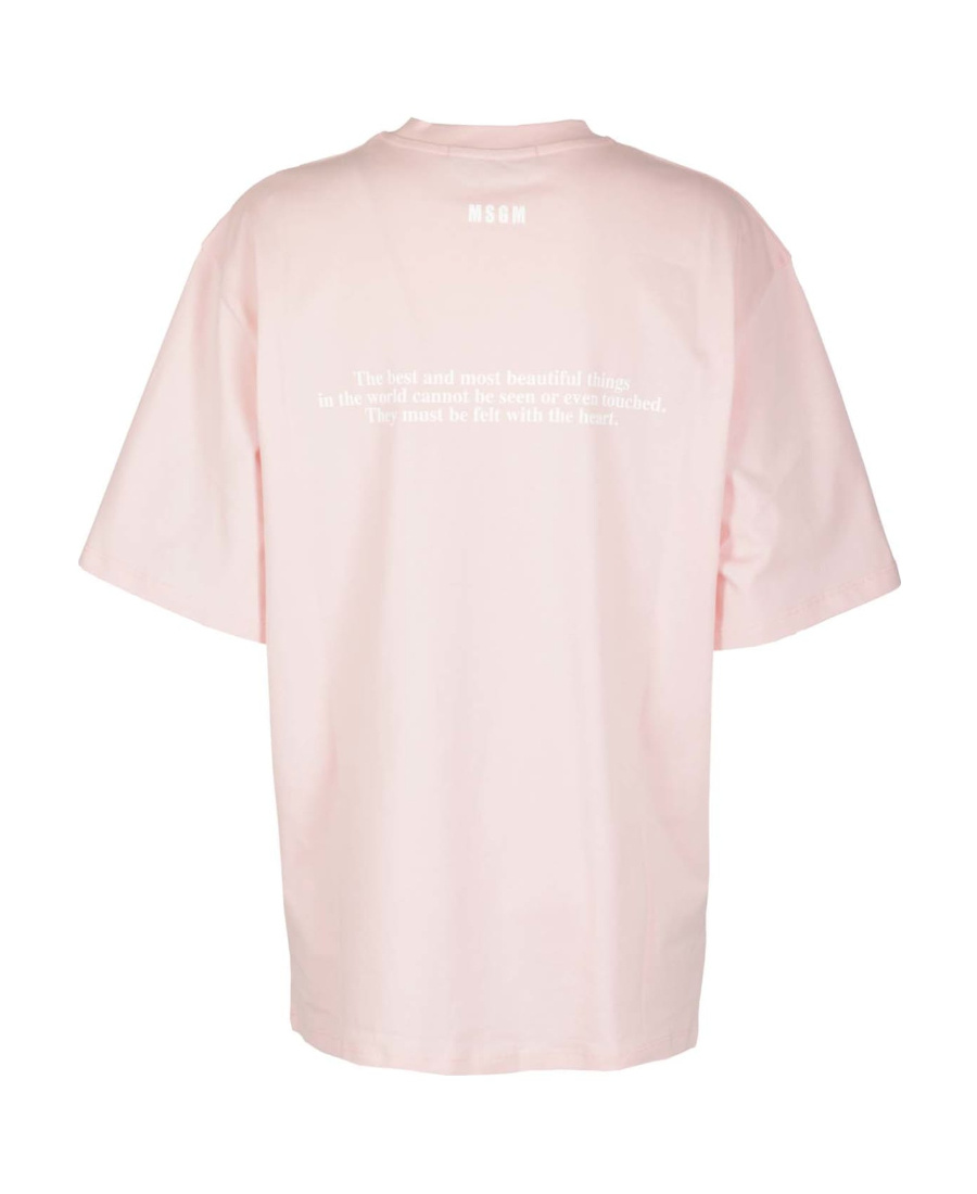 Msgm Heart-print Cotton T-shirt In Pink