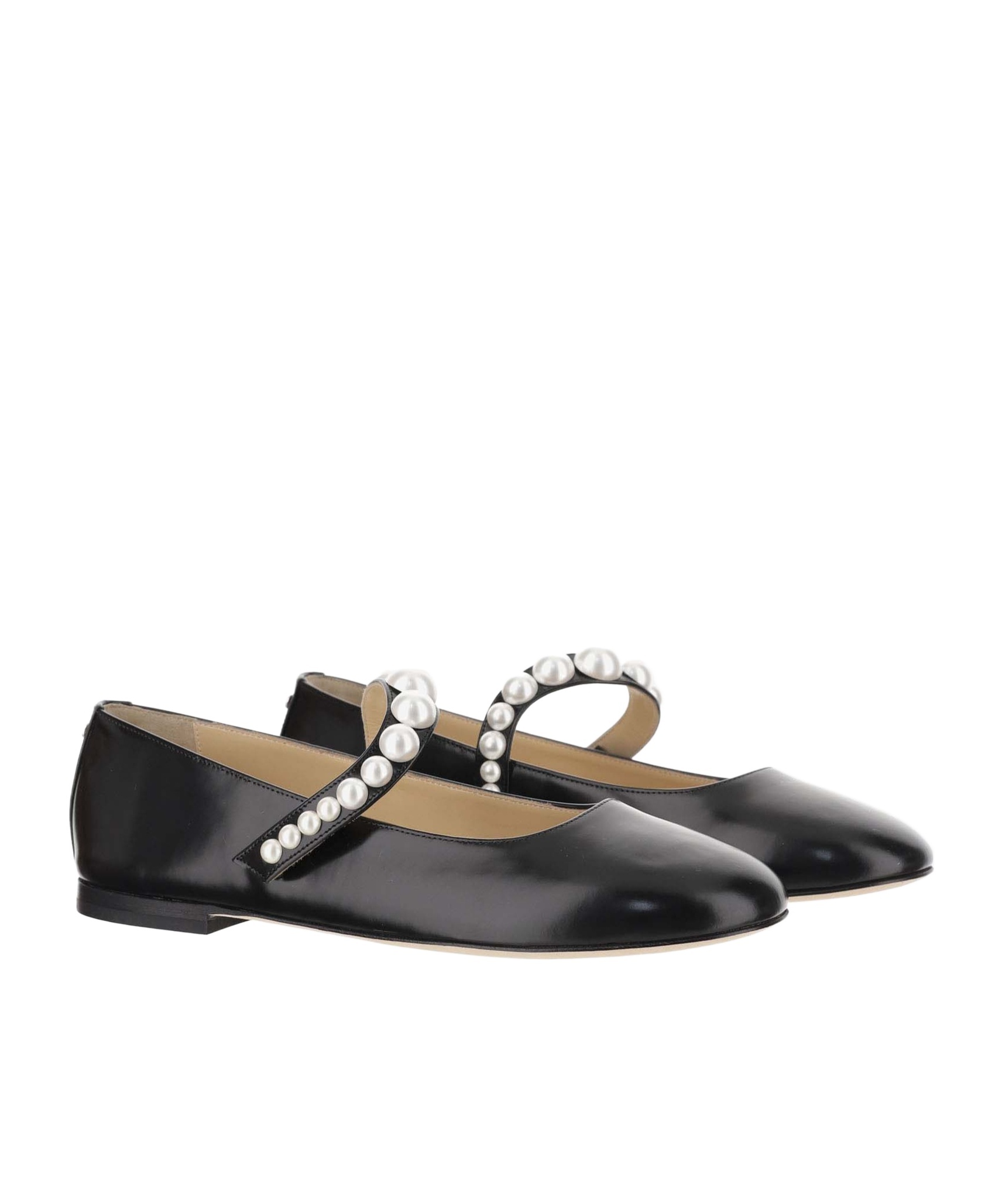 Mach&mach Round Head Ballet Shoes In Black