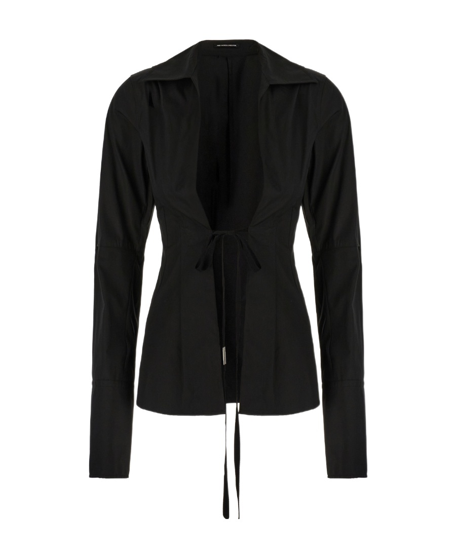 Ann Demeulemeester Black Cotton Linsey Blouse In Black